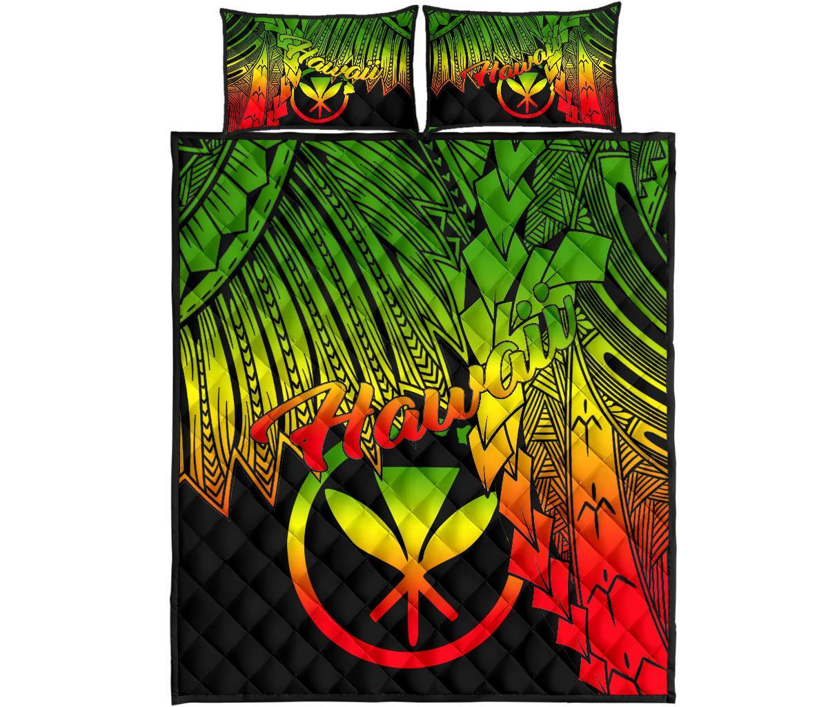 Polynesian Hawaii Quilt Bed Set - Tribal Wave Tattoo Reggae - Polynesian Pride