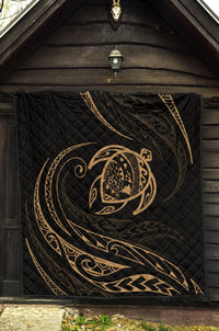 Hawaii Turtle Premium Quilt - Gold - Frida Style - Polynesian Pride