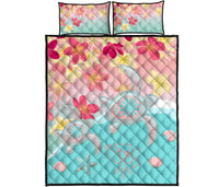 Hawaii Sea Turtle Plumeria Quilt Bed Set - Ane Style Blue - Polynesian Pride
