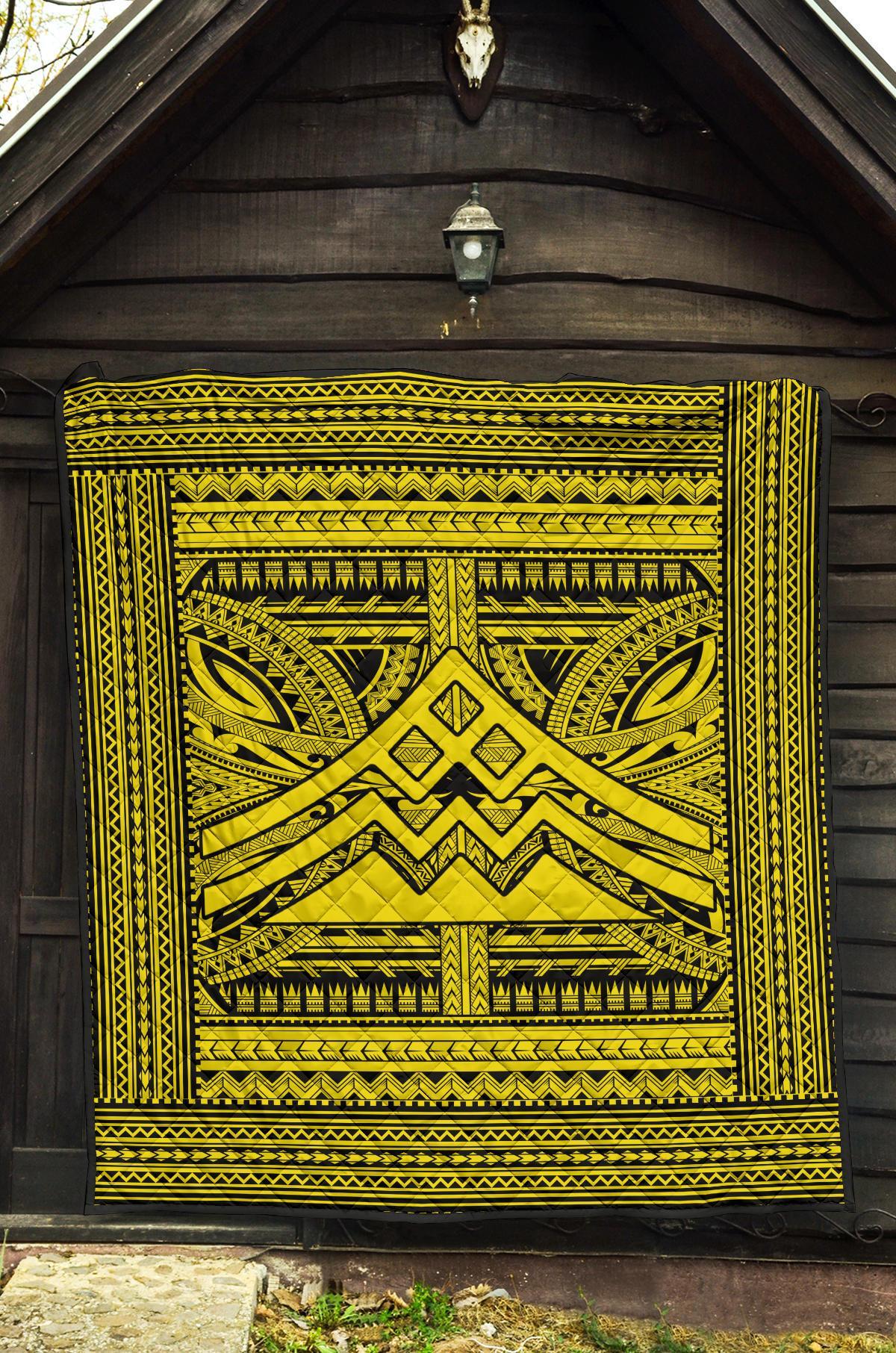 Hawaii Polynesian Mauna Kea Premium Quilt Yellow - Polynesian Pride