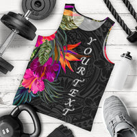 Polynesian Custom Personalised Men's Tank Top - Hibiscus Pattern Black - Polynesian Pride