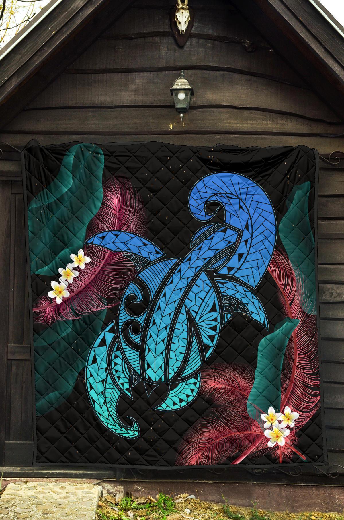 Hawaii Turtle Polynesian Tropical Premium Quilt - Ghia Style Turquoise - Polynesian Pride