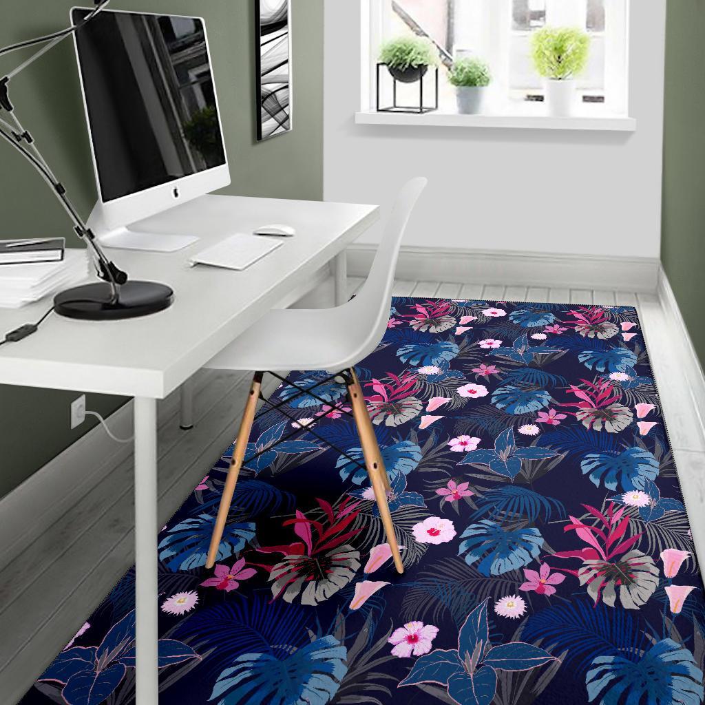 Tropical Palm Tree And Flower Rug - Polynesian Pride