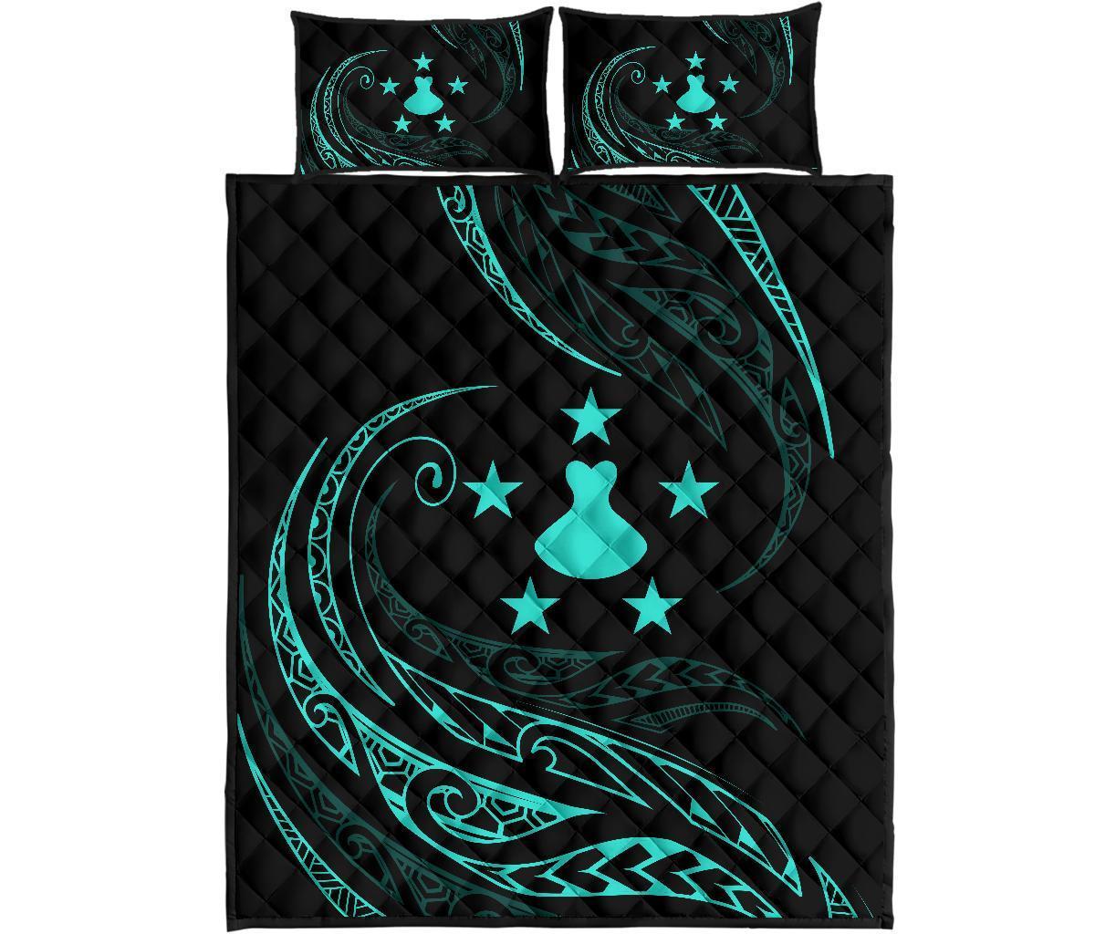Austral Islands Quilt Bed Set - Turquoise - Frida Style Turquoise - Polynesian Pride