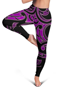 Hawaii Tribal Polynesian Women's Leggings - Purple - Juno Style - AH - Polynesian Pride