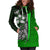 Pohnpei Micronesian Women's Hoodie Dress Green - Turtle With Hook - Polynesian Pride