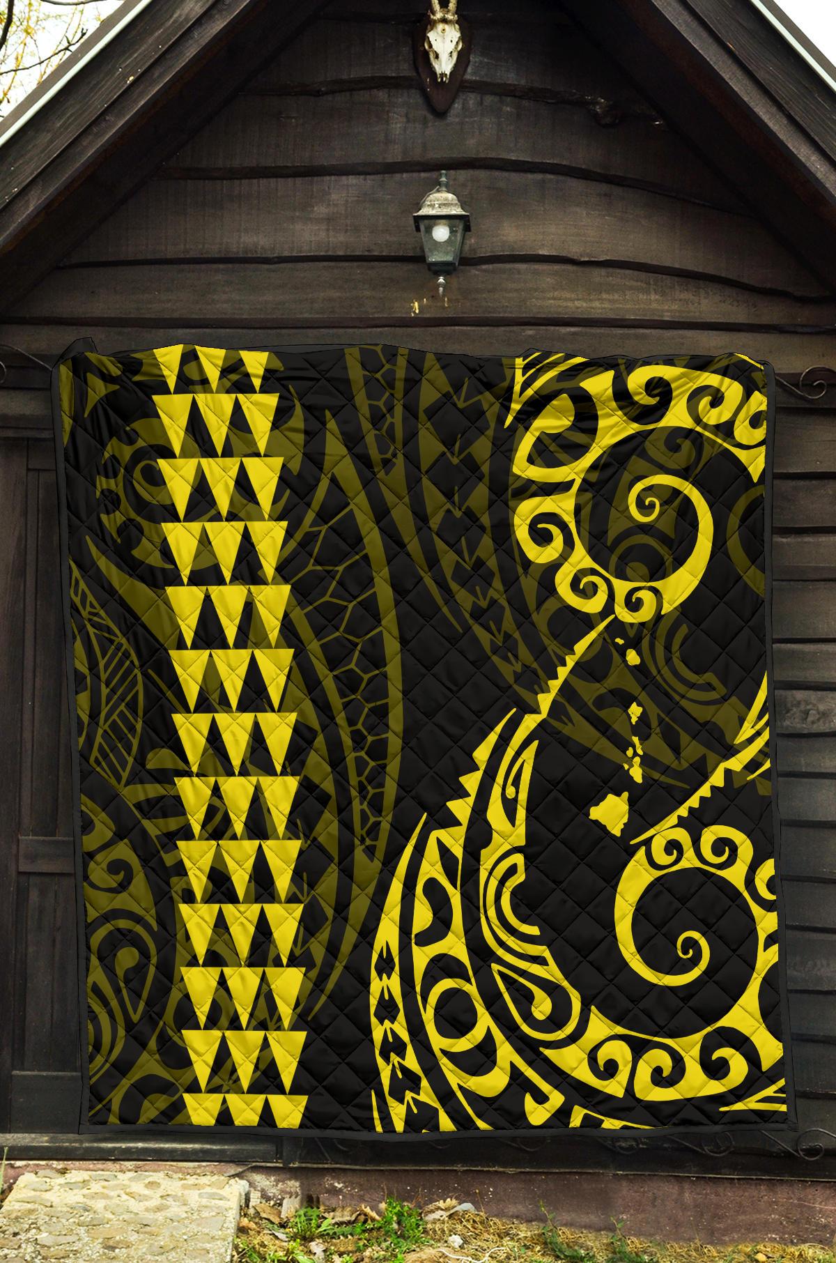 Hawaii Kakau Yellow Polynesian Premium Quilt - Polynesian Pride
