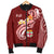 Fiji Men's Bomber Jacket - Fiji Seal Polynesian Patterns Plumeria (Red) - Polynesian Pride