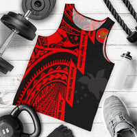 Polynesian Guinea Men's Tank Top - Moana Maui Tattoo With Coat Of Arm Guinea Red Red - Polynesian Pride
