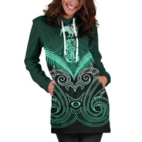 Maori Manaia New Zealand Hoodie Dress Turquoise - Polynesian Pride
