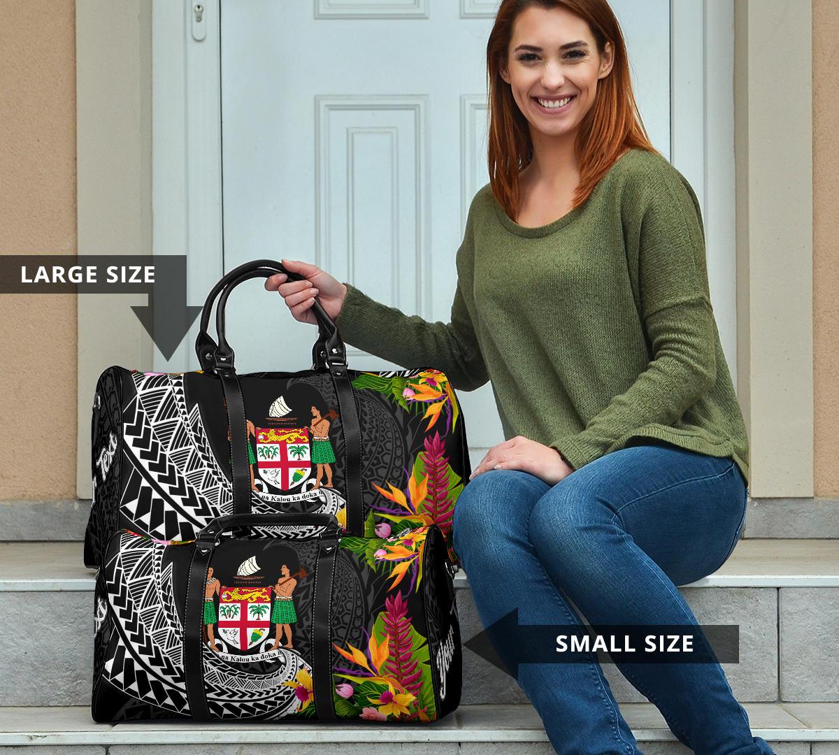 Fiji Travel Bag - Custom Personalised Seal Spiral Polynesian Patterns - Polynesian Pride