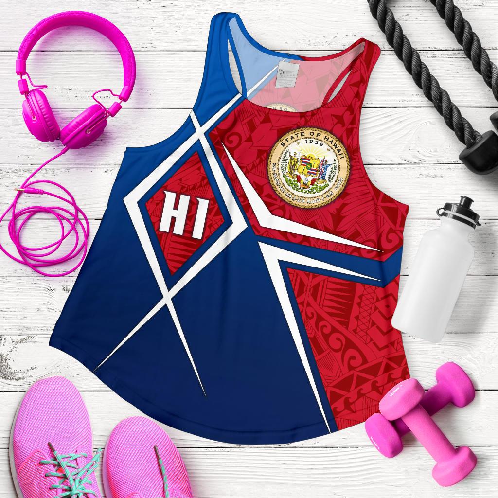 Polynesian Hawaii Women's Racerback Tank - Hawaii Seal Blue - Polynesian Pride