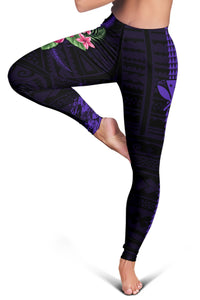 Hawaii Hibiscus Polynesian Kakau Purple Legging - Dry Style - AH - Polynesian Pride