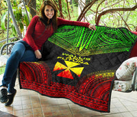 Wallis And Futuna Premium Quilt - Wallis And Futuna Coat Of Arms Polynesian Chief Reggae Version - Polynesian Pride