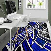 Federated States of Micronesia Area Rug - Tribal Flower Special Pattern Blue Color - Polynesian Pride