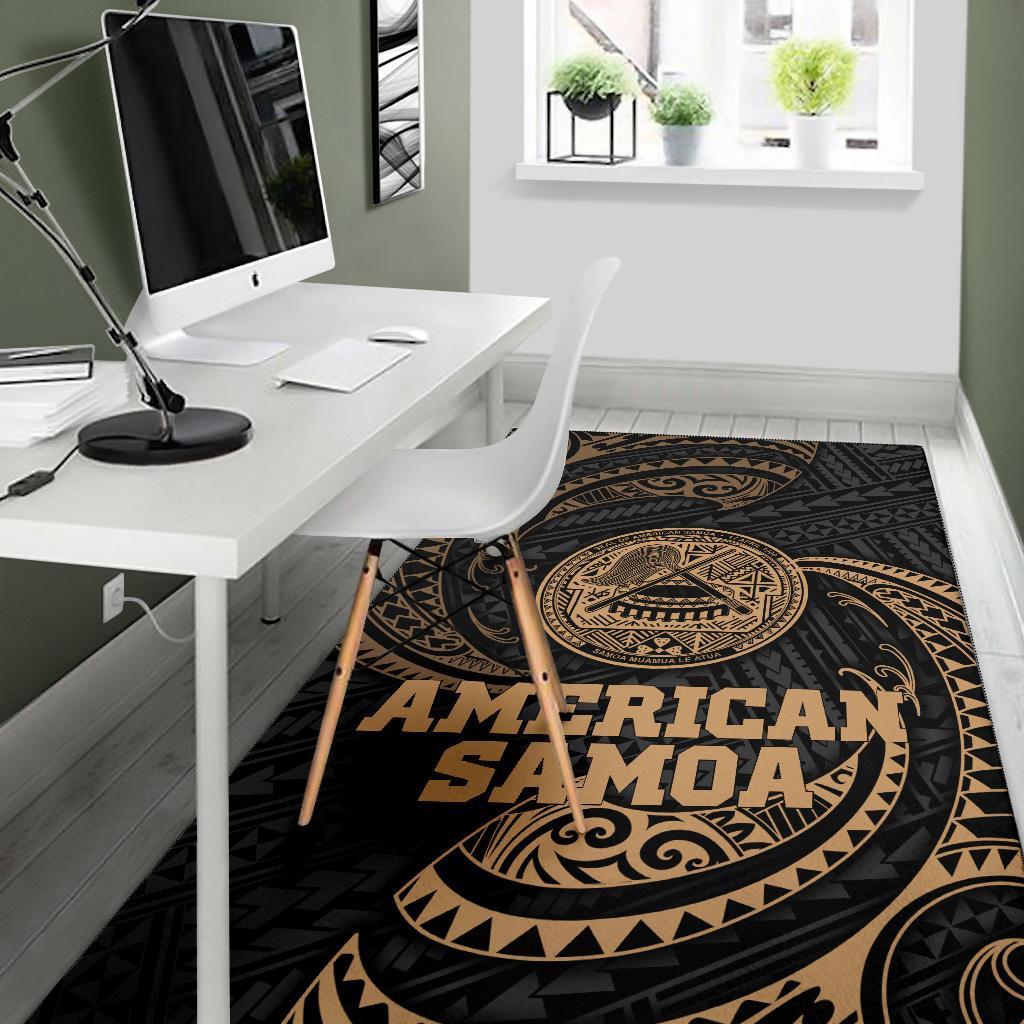 American Samoa Polynesian Area Rug - Gold Tribal Wave - Polynesian Pride