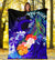 CNMI Custom Personalised Premium Blanket - Humpback Whale with Tropical Flowers (Blue) - Polynesian Pride