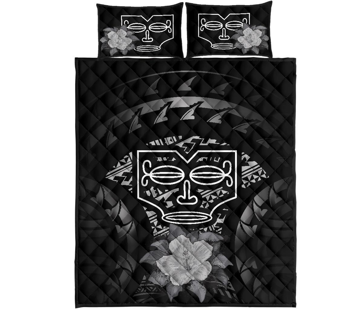 Marquesas Islands Polynesian Quilt Bed Set Hibiscus Gray - Polynesian Pride