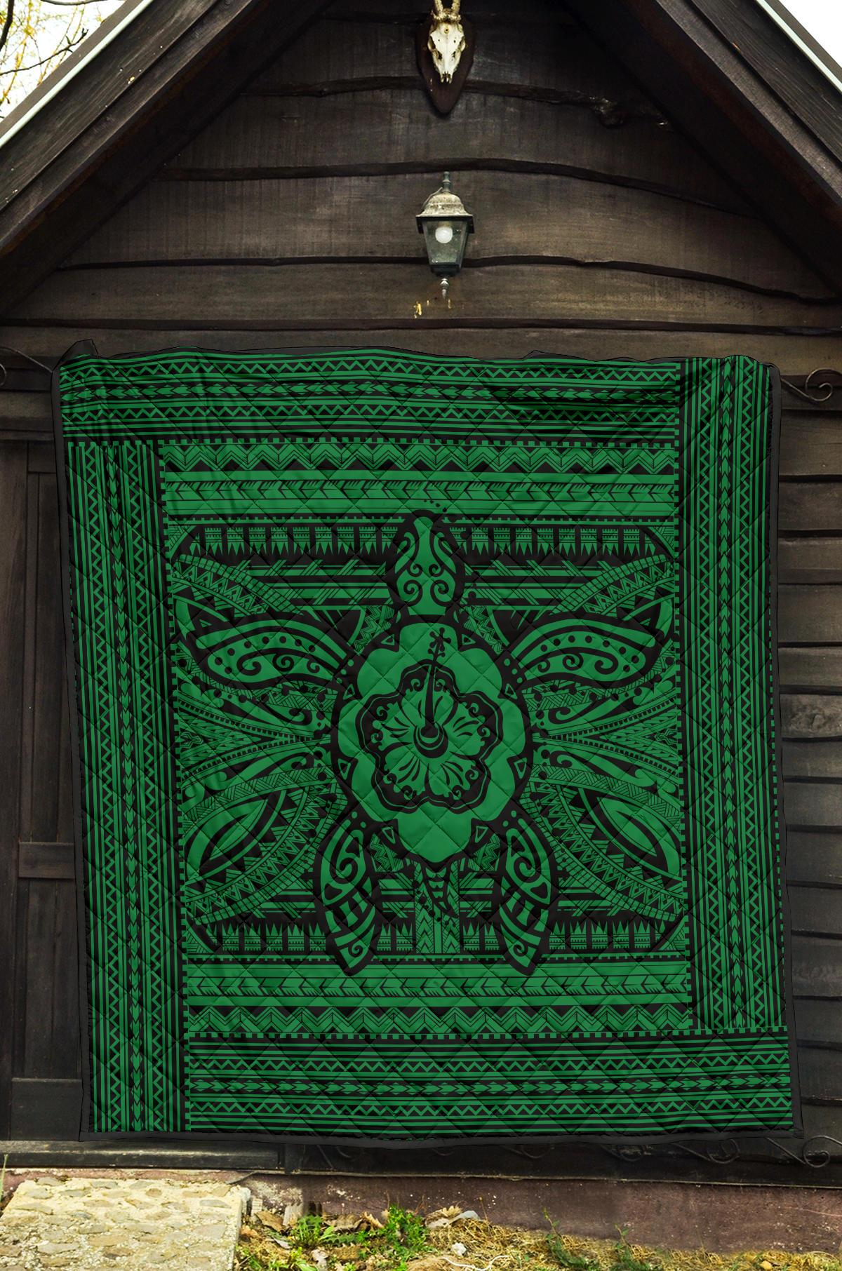 Hawaii Polyensian Turtle Premium Quilt Green - Polynesian Pride