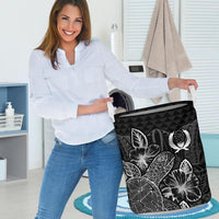 Pohnpei Laundry Basket - Polynesian Turtle Hibiscus Black - Polynesian Pride