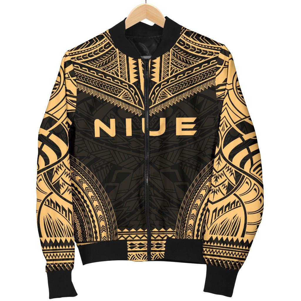 Niue Polynesian Chief Women'S Bomber Jacket - Gold Version - Polynesian Pride