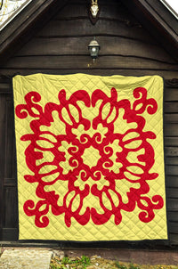 Hawaiian Quilt Turtle Pattern New Yellow Premium Quilt - Skin Style - AH - Polynesian Pride