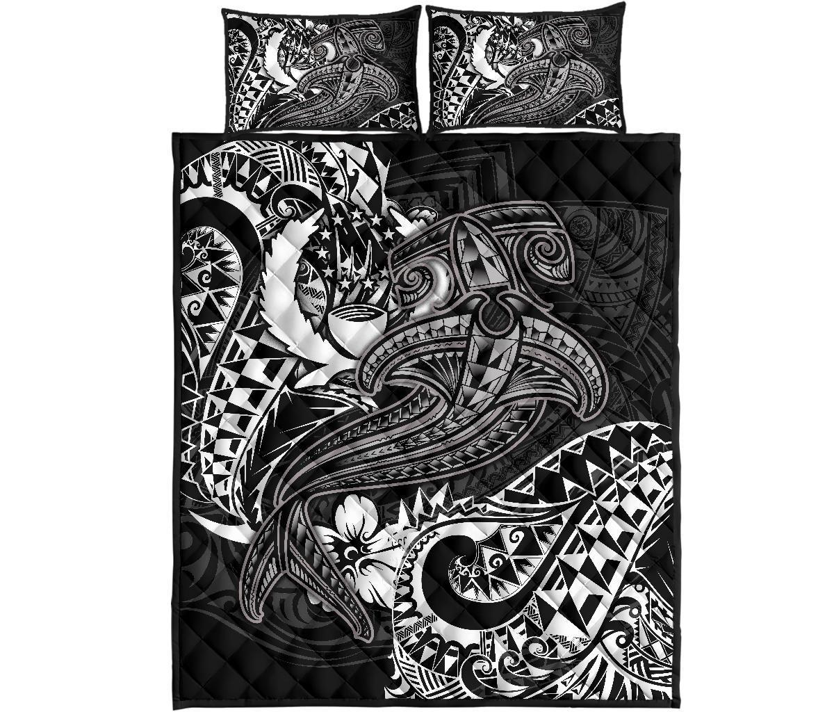 Pohnpei Quilt Bed Set - White Shark Polynesian Tattoo - Polynesian Pride