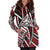 Tahiti Women's Hoodie Dress - Tribal Flower Special Pattern Red Color - Polynesian Pride