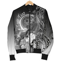 Custom Personalised Chuuk Men's Bomber Jacket - Humpback Whale with Tropical Flowers (White) - Polynesian Pride