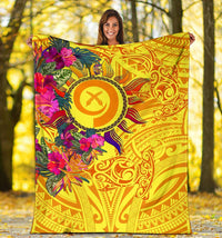 Polynesian Blankets - Vanuatu Symbols With Hibiscus - Polynesian Pride