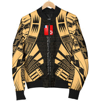 Wallis And Futuna Men Bomber Jackets - Polynesian Tattoo Gold - Polynesian Pride
