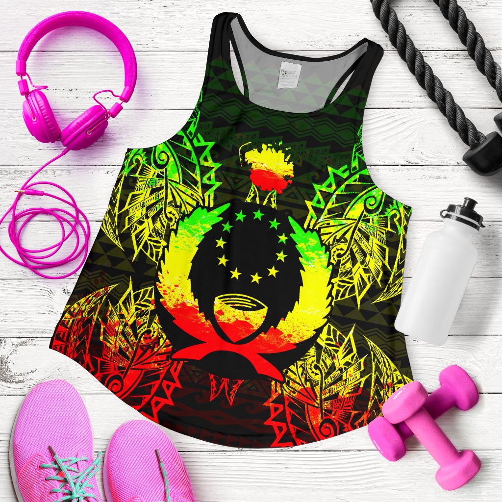 Pohnpei Polynesian Women Tank Top Map Reggae - Polynesian Pride
