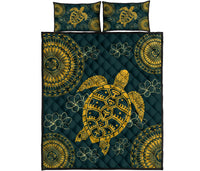 Hawaii Turtle Polynesian Gold - Quilt Bed Set AH Art - Polynesian Pride