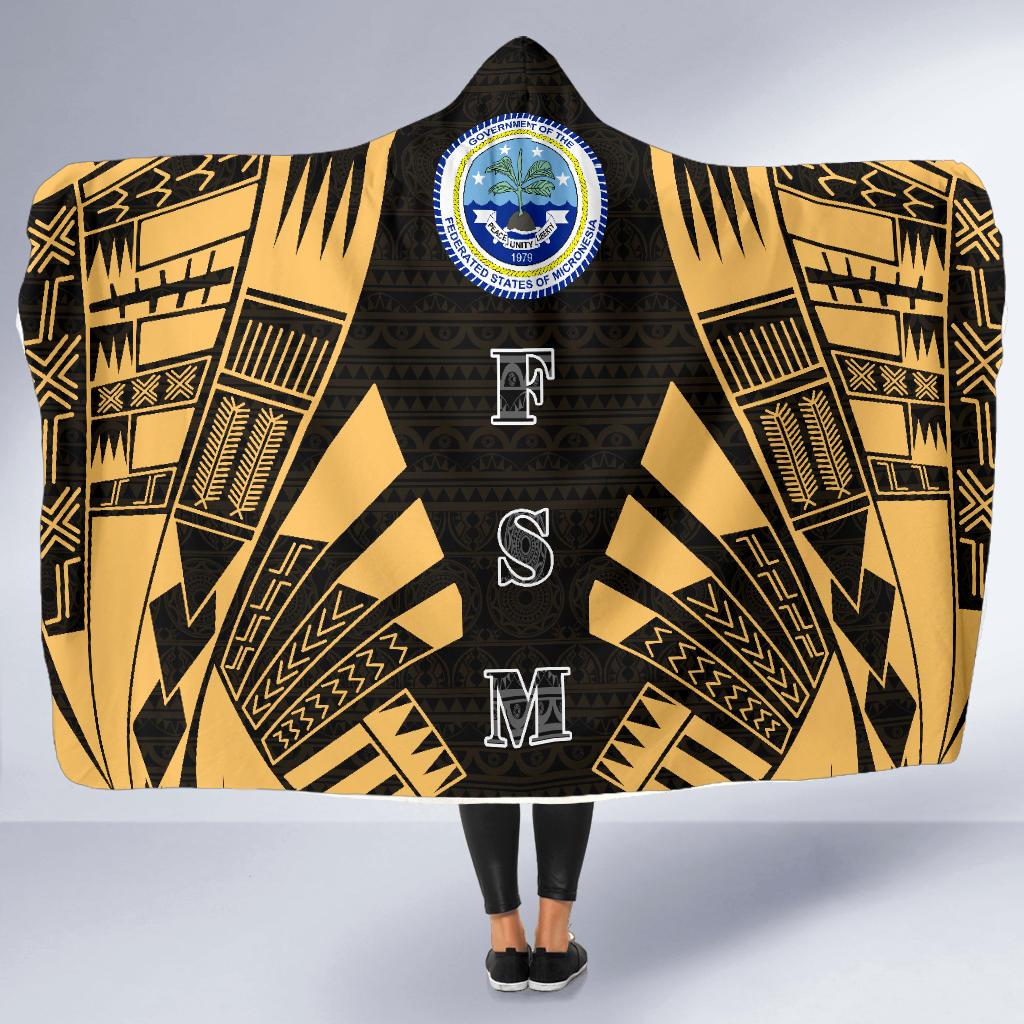 Federated States of Micronesia Hooded Blanket - Polynesian Tattoo Gold - Polynesian Pride