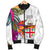 Fiji Polynesian Men's Bomber Jacket - Hibiscus White Pattern - Polynesian Pride