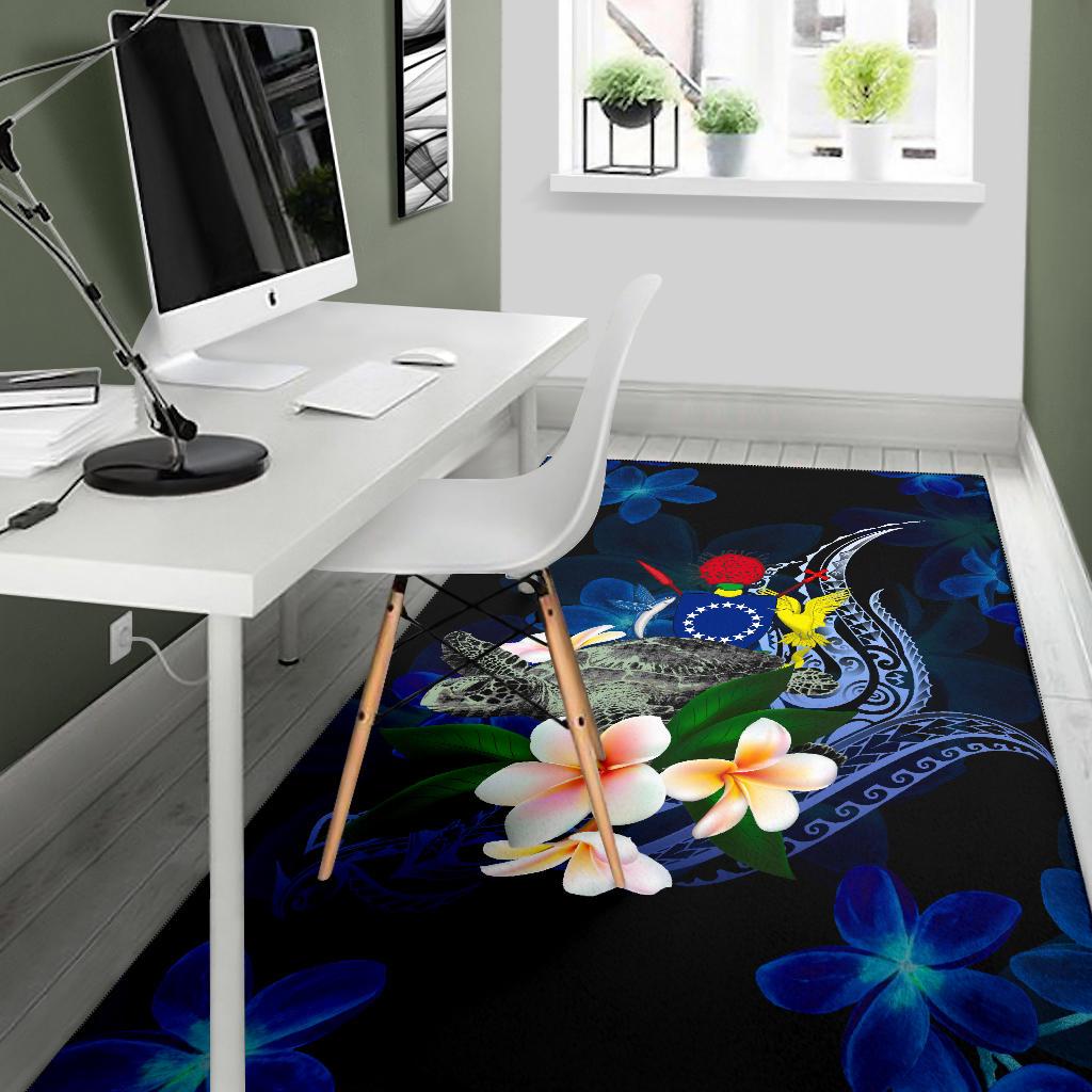 Cook Islands Polynesian Area Rug - Turtle With Plumeria Flowers - Polynesian Pride