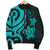 Chuuk Micronesian Men Bomber Jacket - Turquoise Tentacle Turtle - Polynesian Pride