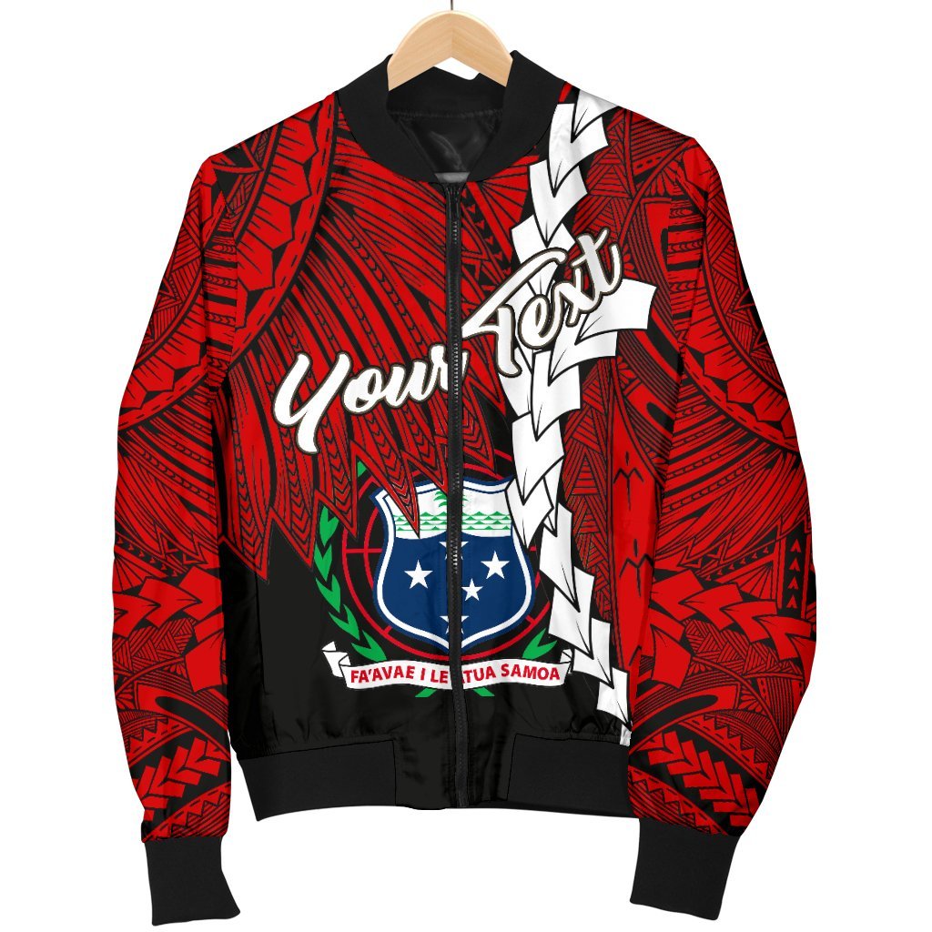 Samoa Polynesian Custom Personalised Men's Bomber Jacket - Tribal Wave Tattoo Flag Color - Polynesian Pride