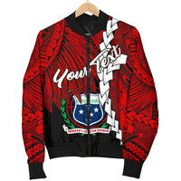 Samoa Polynesian Custom Personalised Men's Bomber Jacket - Tribal Wave Tattoo Flag Color - Polynesian Pride