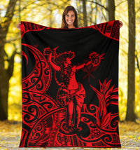 Polynesian Hawaii Premium Blanket - Hula Girl Red - Polynesian Pride