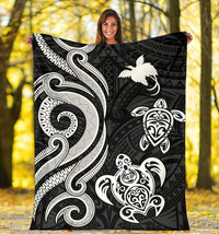 Papua New Guinea Premium Blanket - White Tentacle Turtle - Polynesian Pride