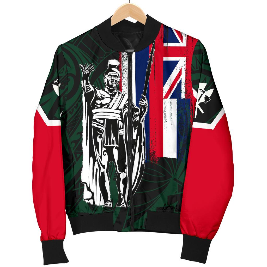 Hawaii King Flag Polynesian Women's Bomber Jacket - Green - Polynesian Pride