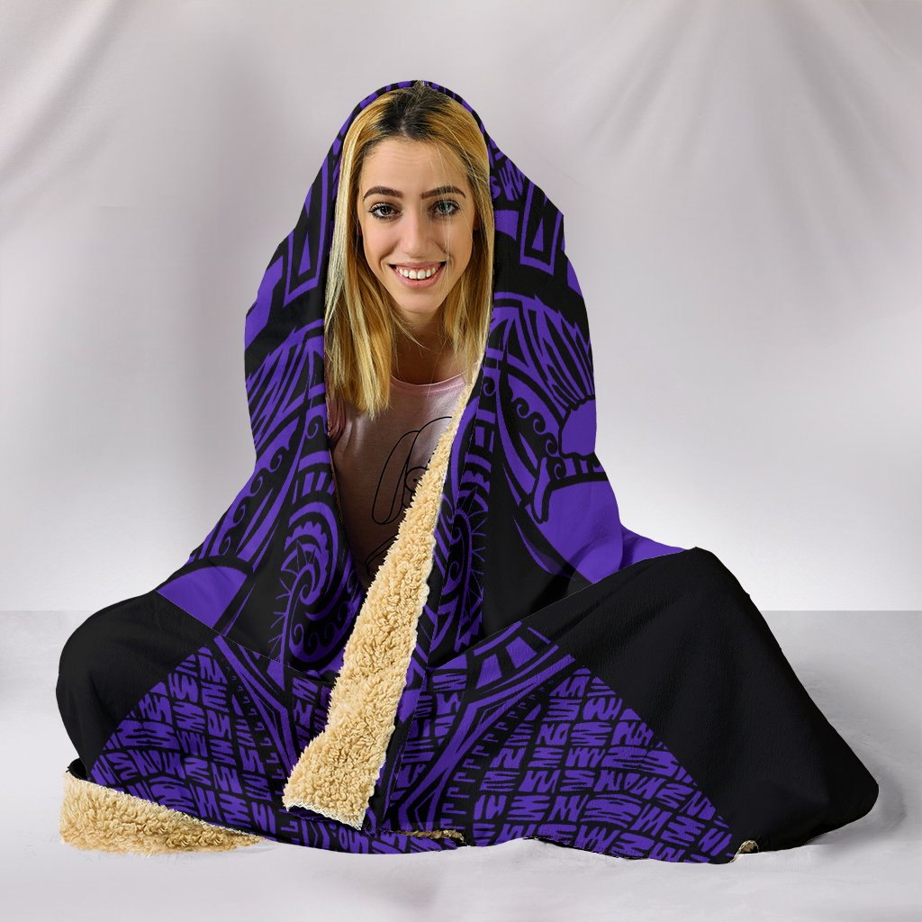 Kanaka Map Polynesian Hooded Blanket - Purple - Armor Style - Polynesian Pride