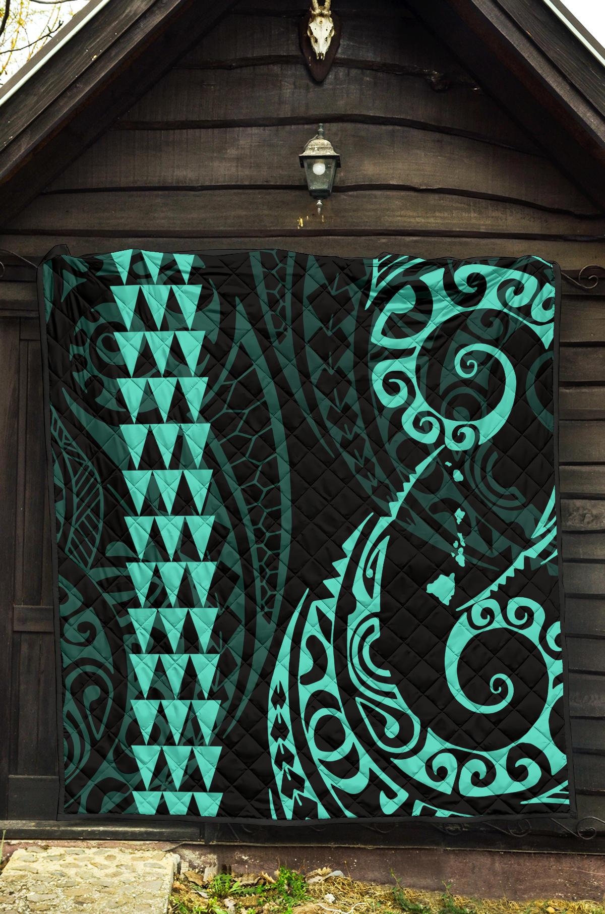 Hawaii Kakau Green Polynesian Premium Quilt - Polynesian Pride