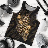 Polynesian Men's Tank Top - Gold Pineapple Black - Polynesian Pride