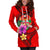 Fiji Polynesian Women's Hoodie Dress - Floral With Seal Red - Polynesian Pride