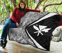 Hawaii Kanaka Polynesian Black And White Premium Quilt - Circle Style - Polynesian Pride