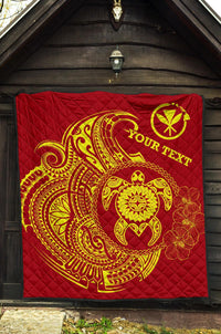 Hawaii Polynesian Personalised Premium Quilt - Vintage Polynesian Turtle (Red) - Polynesian Pride
