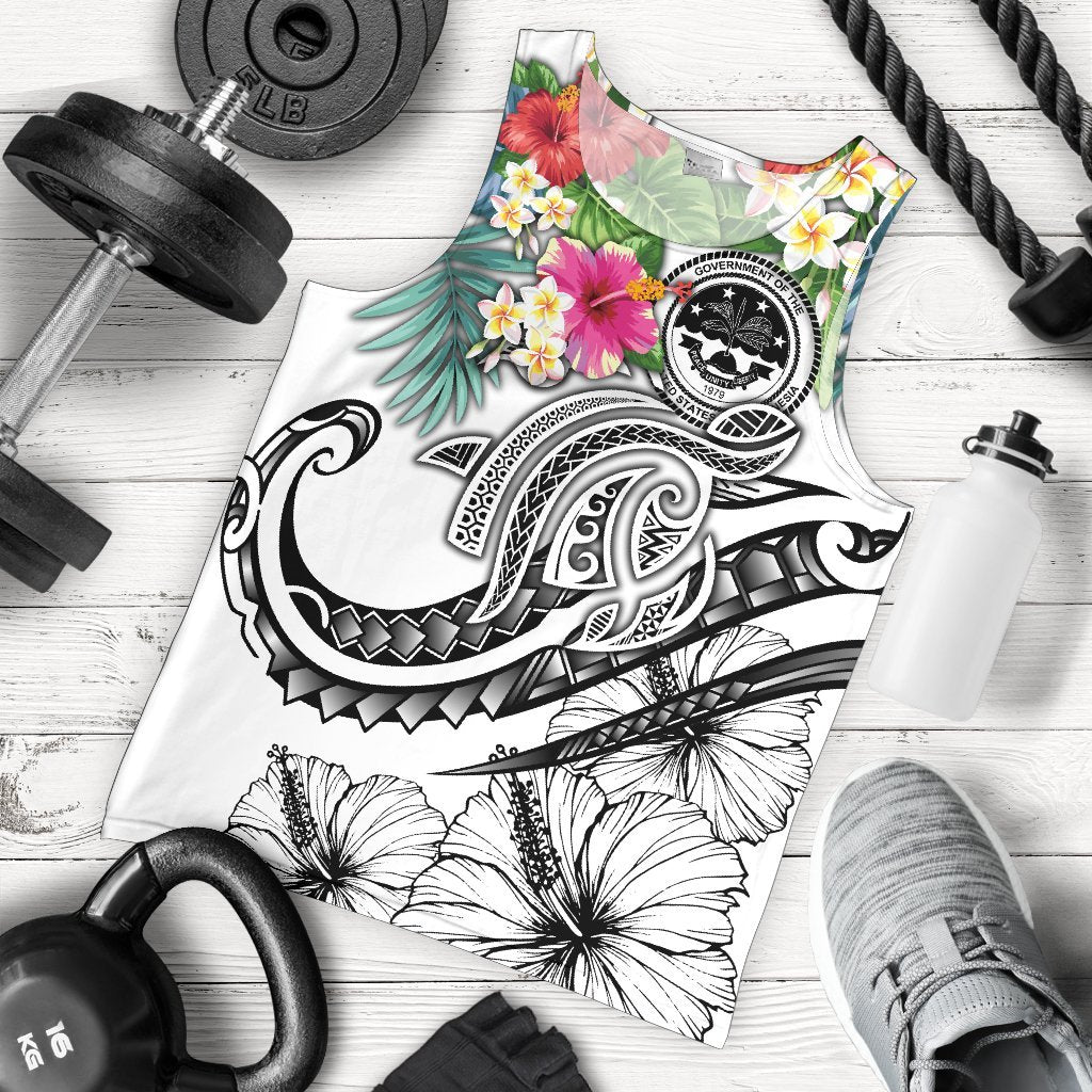 FSM Polynesian Men's Tank Top - Summer Plumeria (White) White - Polynesian Pride