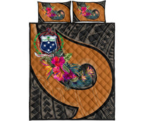 Samoa Quilt Bed Set - Polynesian Hook And Hibiscus (Nude) - Polynesian Pride